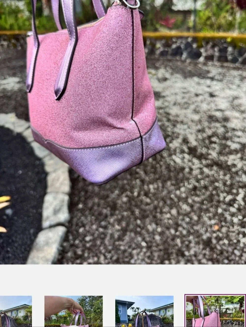 Kate Spade Pink Glitter Satchel Crossbody Bag Metallic Lavender Glitter Purse